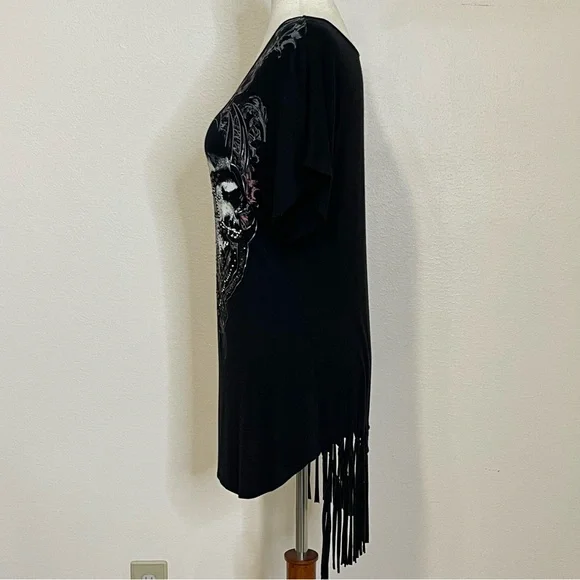 Harley Davidson T-Shirt Fringed Bedazzled Soft Short Sleeve Size XL - Picture 3 of 13